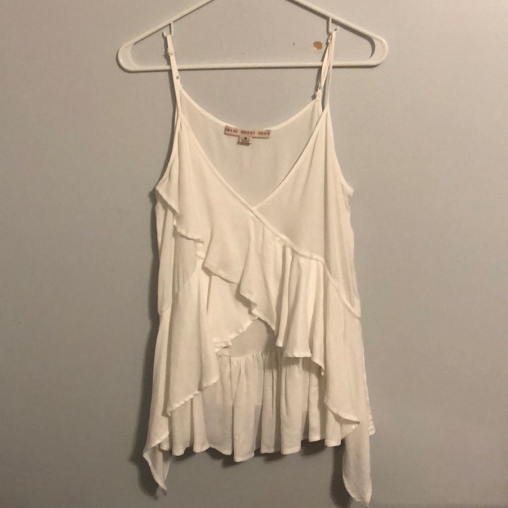White ruffle tank